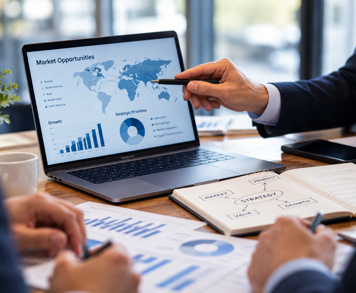 Strategic marketing: analysing market opportunities, growth indicators and product and service positioning.