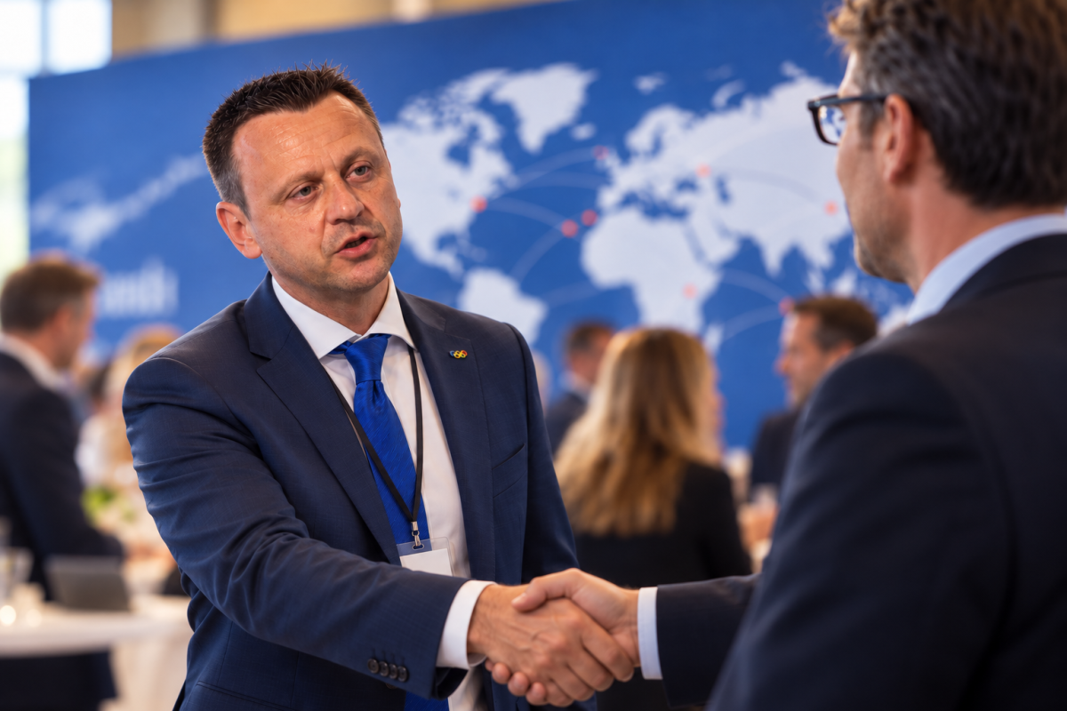 International business development: professional partners meeting to explore market opportunities and strategic cooperation.